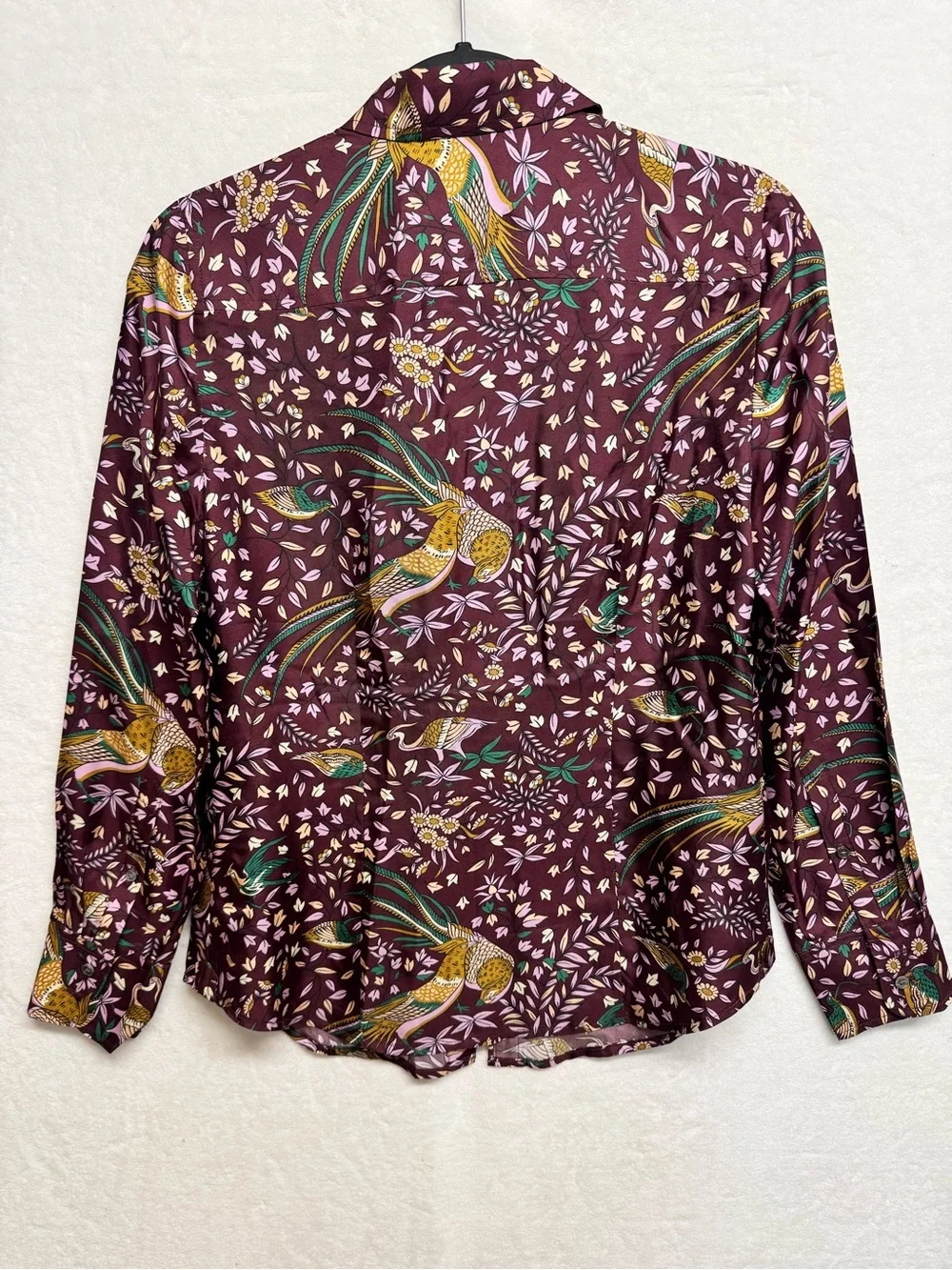 Drakes J Crew Collection Women’s Shirt 4 Bird Of Paradise Blouse Silk Burgundy